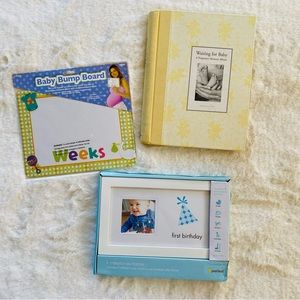 2/$18🌴 Pregnancy Record Book, Baby Bump Board, Picture Frame bundle NEW